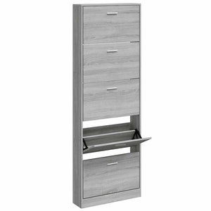 Grauer Schuhschrank Sonoma Holz 59x17x169 cm