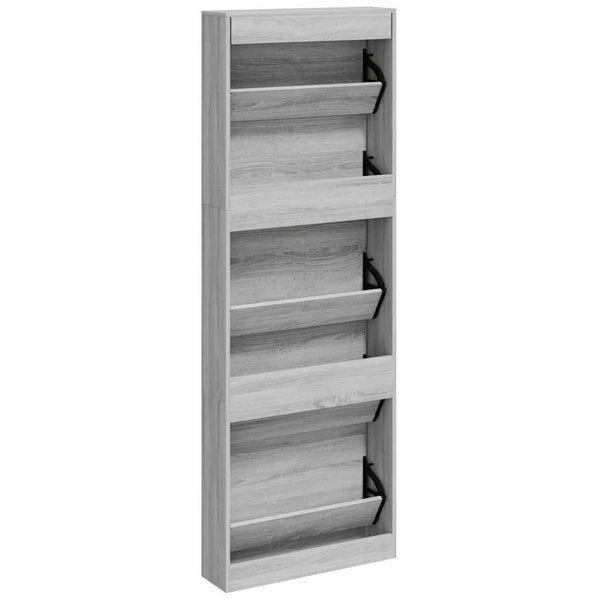 Grauer Schuhschrank Sonoma Holz 59x17x169 cm