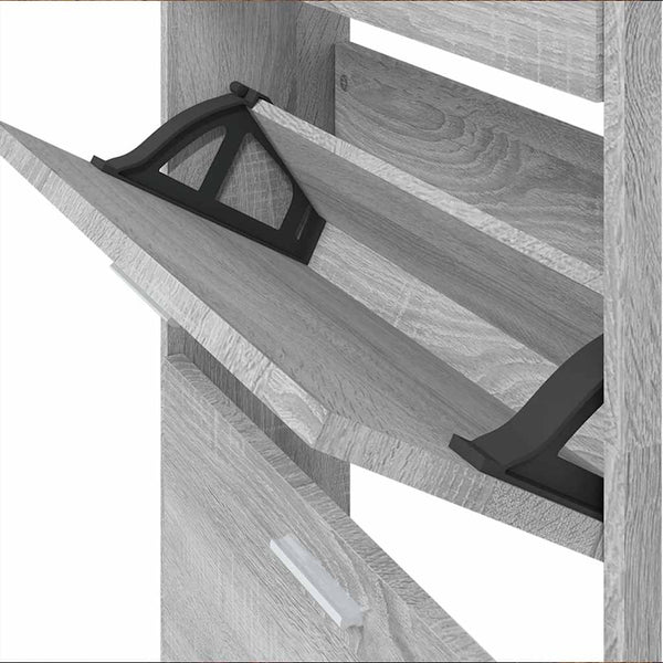 Grauer Schuhschrank Sonoma Holz 59x17x169 cm