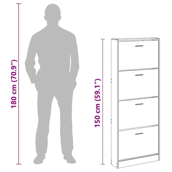Schuhschrank Schwarz 59x17x150 cm
