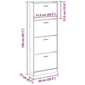 Schuhschrank Räuchereiche 59x150 cm