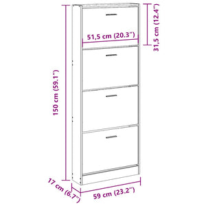 Schuhschrank Grau Sonoma 59x17x150 cm