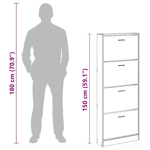 Schuhschrank Grau Sonoma 59x17x150 cm