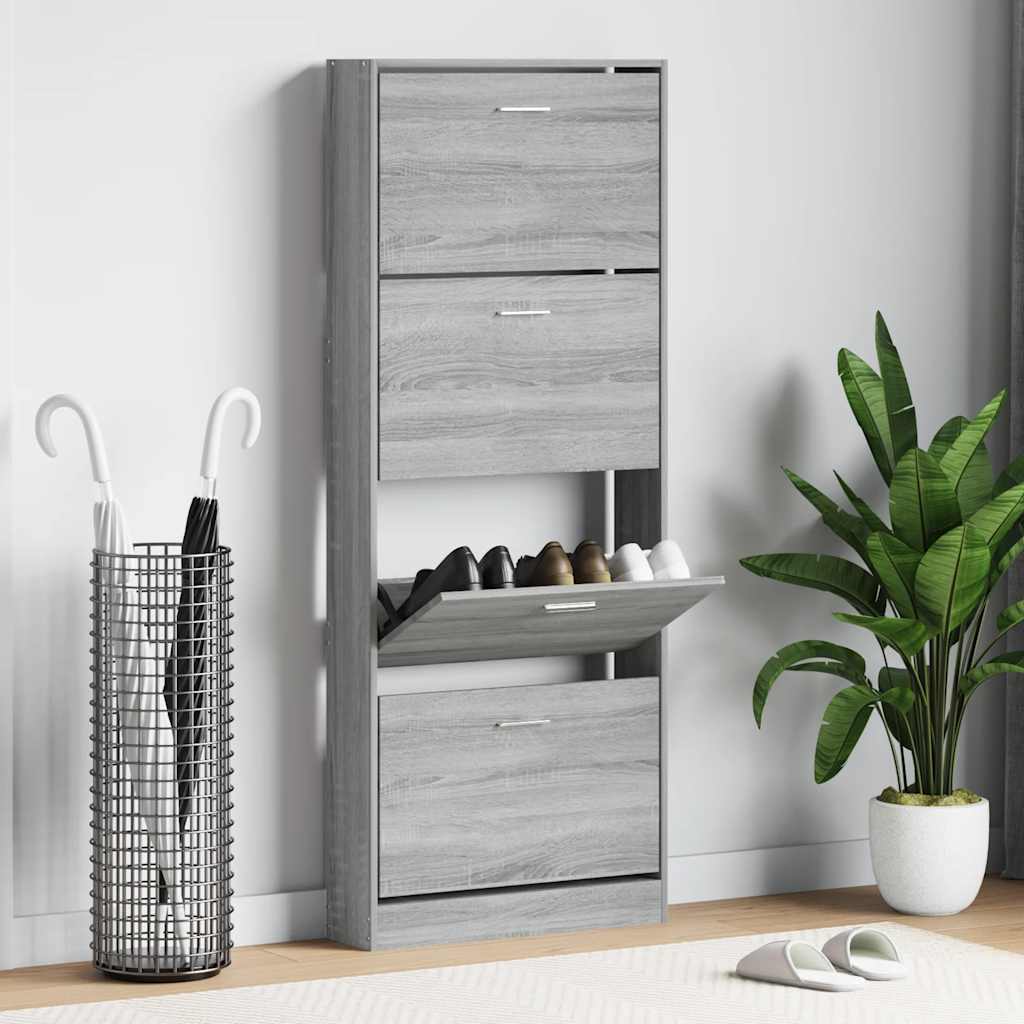 Schuhschrank Grau Sonoma 59x17x150 cm