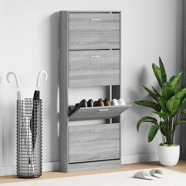 Schuhschrank Grau Sonoma 59x17x150 cm