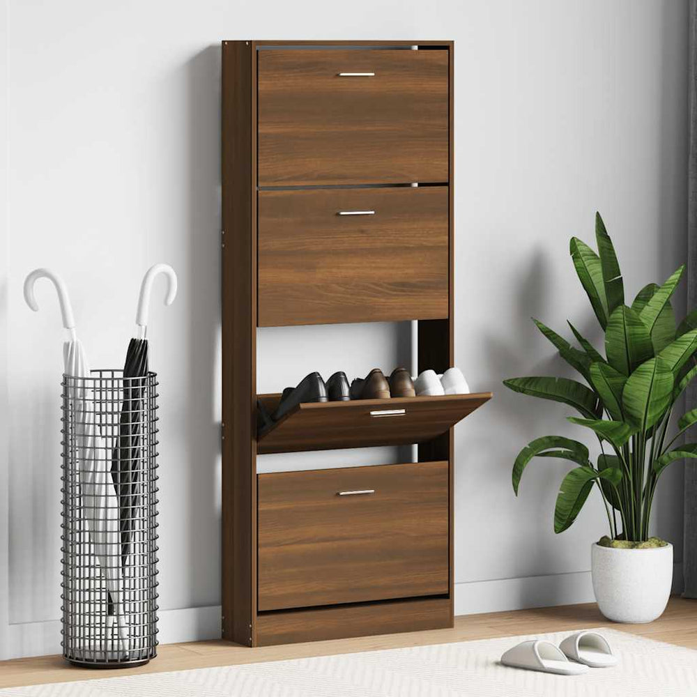 Schuhschrank Braun Eichenoptik 59x150 cm