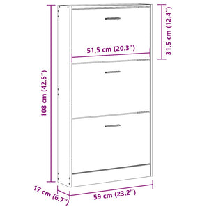 Schuhschrank Räuchereiche 59x108 cm