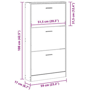 Schuhschrank Grau Sonoma 59x108 cm
