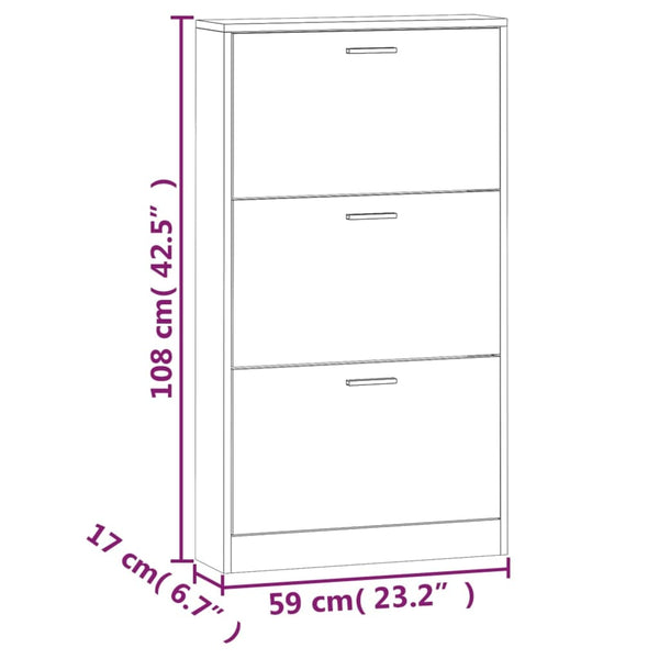 Schuhschrank Braun Eiche 59x108cm