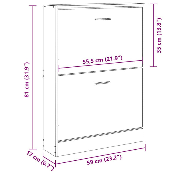 Weißer Schuhschrank aus Holz, 59x17x81 cm