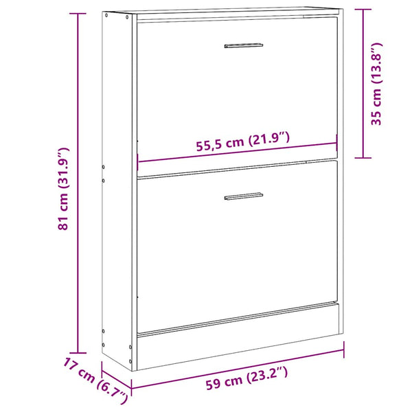 Schuhschrank Betongrau 59x17x81 cm