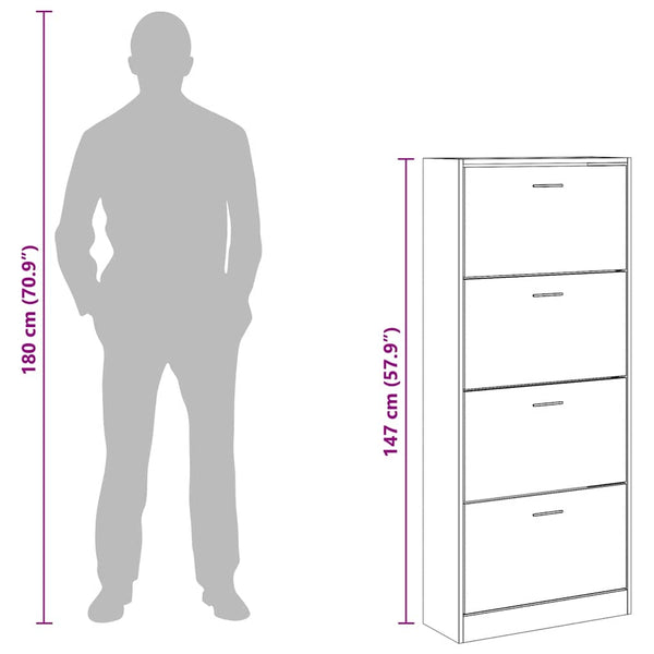 Weißer Schuhschrank 63x24x147 cm