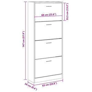 Schuhschrank Sonoma Eiche 63x24x147 cm