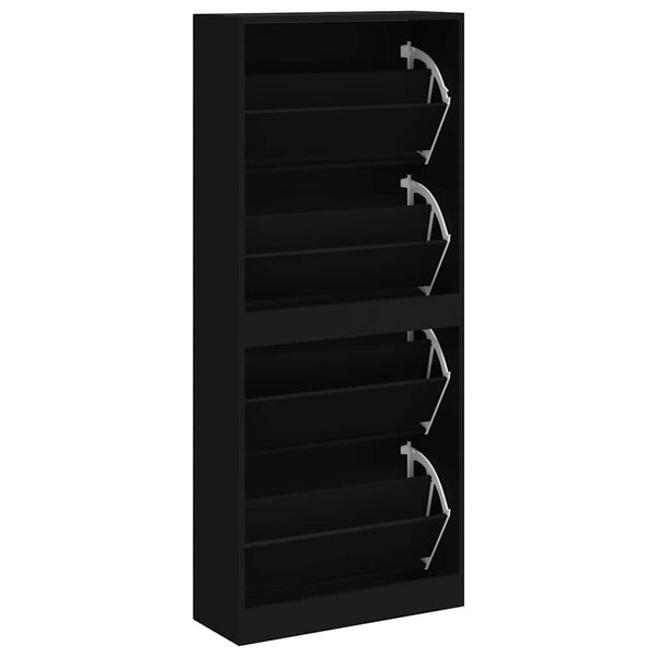 Schuhschrank Schwarz 63x24x147 cm