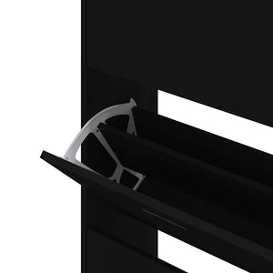Schuhschrank Schwarz 63x24x147 cm