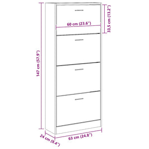 Schuhschrank Schwarz 63x24x147 cm