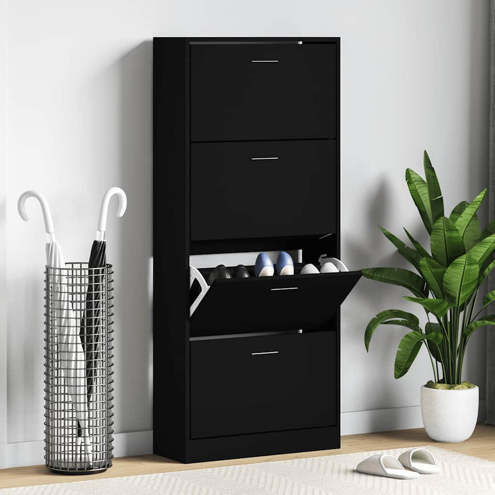 Schuhschrank Schwarz 63x24x147 cm