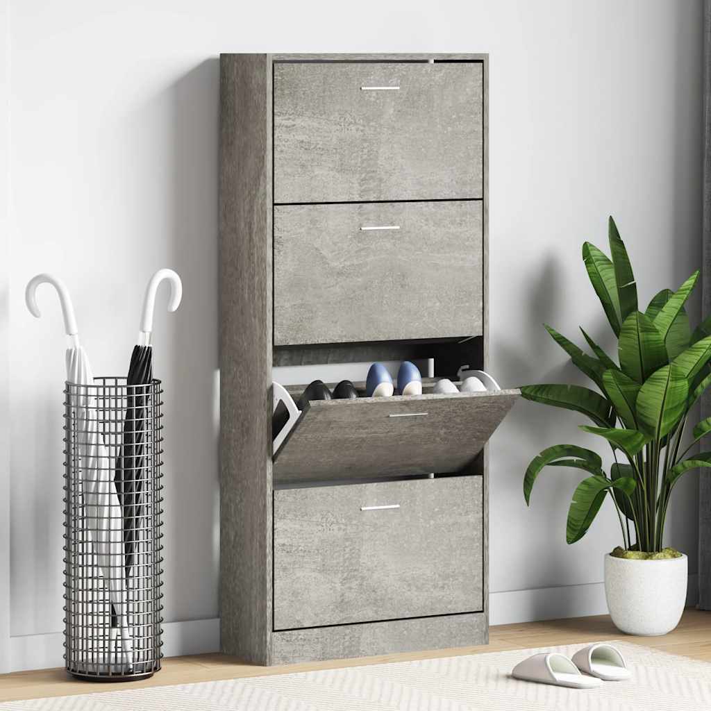 Schuhschrank Betongrau 63x24x147 cm