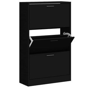 Schuhschrank Schwarz 63x24x103cm