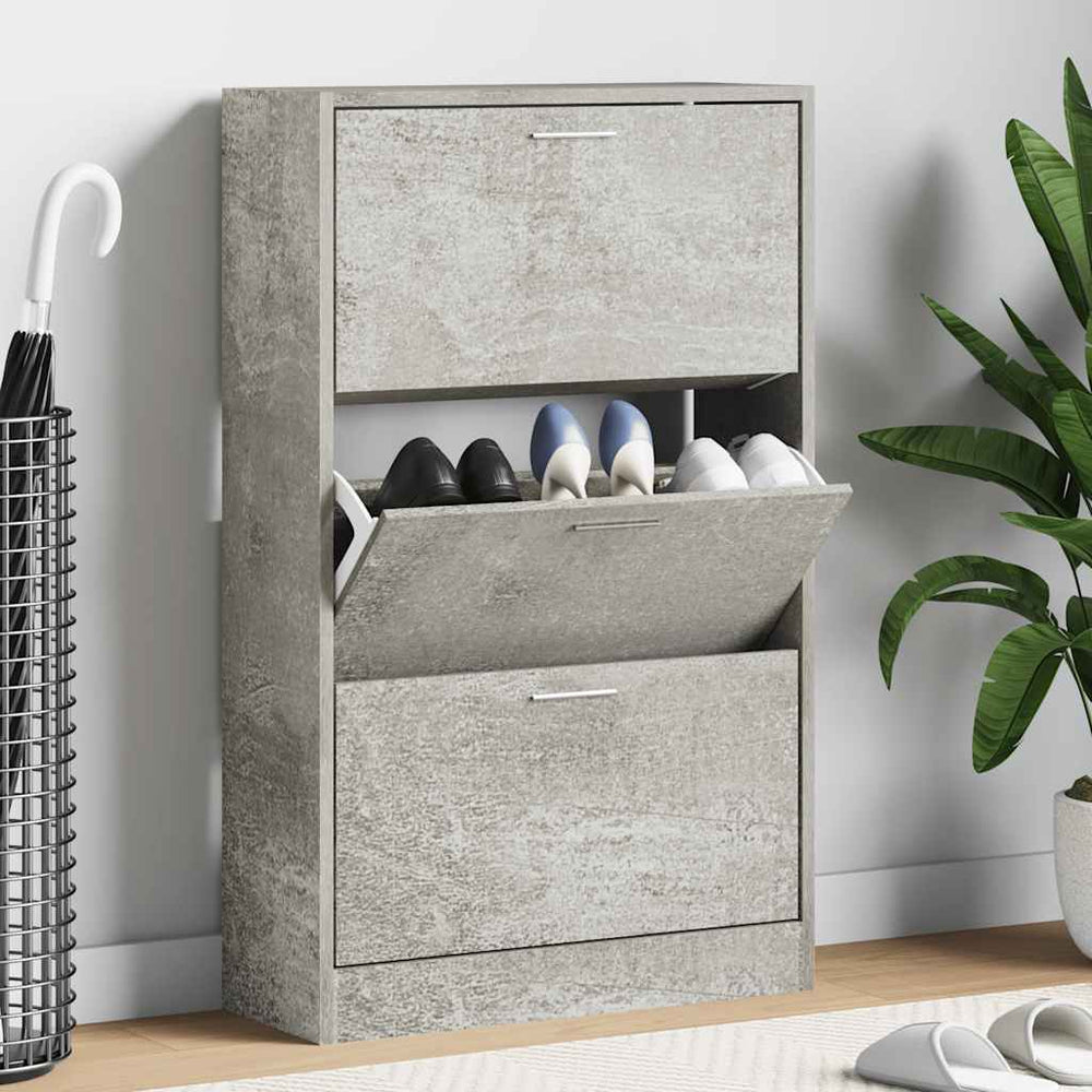 Schuhschrank Betongrau 63x24x103 cm