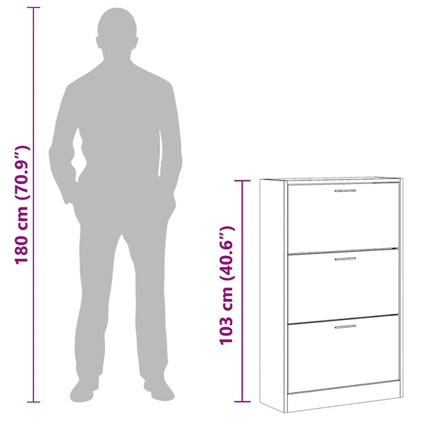 Hochglanz Schuhschrank Weiß 63x103 cm