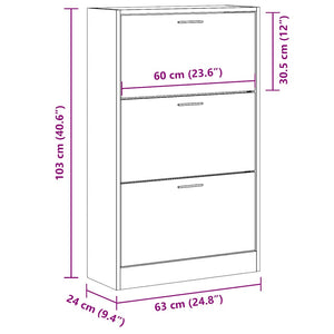 Schuhschrank Räuchereiche 63x24x103 cm