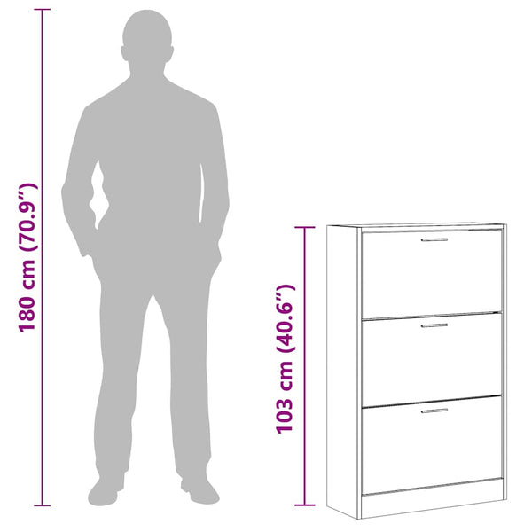 Schuhschrank Räuchereiche 63x24x103 cm