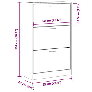 Schuhschrank Grau Sonoma 63x24x103 cm