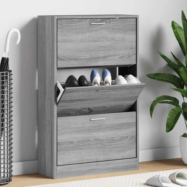 Schuhschrank Grau Sonoma 63x24x103 cm