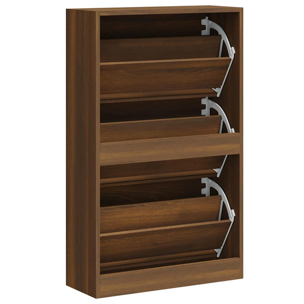Schuhschrank Braun Eichenoptik 63x24x103cm