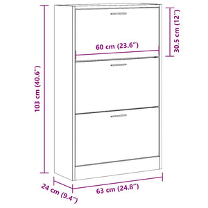 Schuhschrank Braun Eichenoptik 63x24x103cm