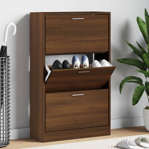 Schuhschrank Braun Eichenoptik 63x24x103cm