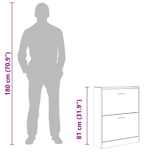 Schuhschrank Schwarz 63x24x81 cm