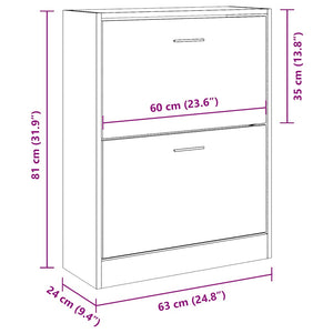 vidaXL Meuble à chaussures blanc brillant 63x24x81 cm Aggloméré
