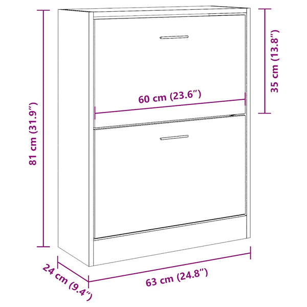 vidaXL Meuble à chaussures blanc brillant 63x24x81 cm Aggloméré