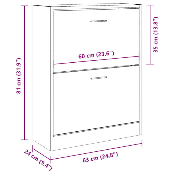 Schuhschrank Braun Eichenoptik, 63 cm