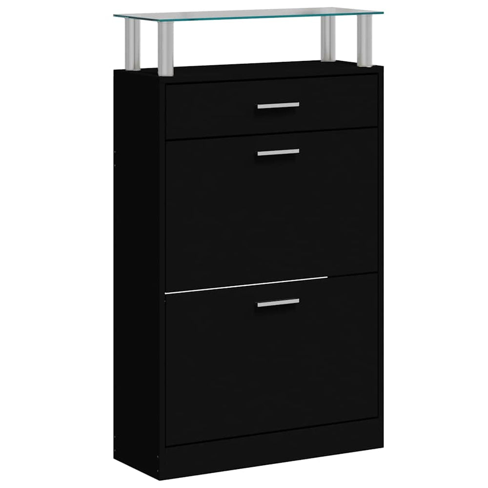 Schuhschrank Schwarz 63x24x104 cm