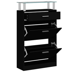 Schuhschrank Schwarz 63x24x104 cm