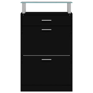 Schuhschrank Schwarz 63x24x104 cm