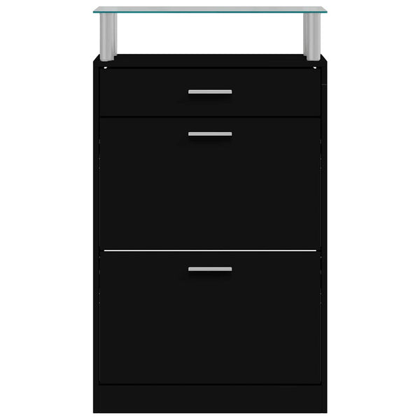 Schuhschrank Schwarz 63x24x104 cm