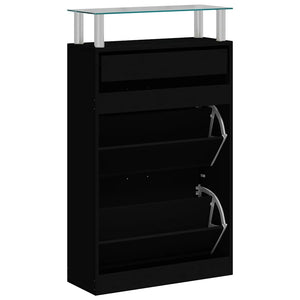 Schuhschrank Schwarz 63x24x104 cm