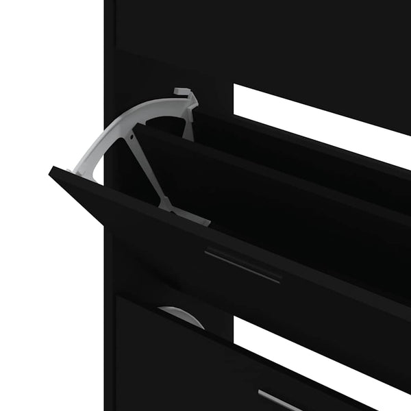 Schuhschrank Schwarz 63x24x104 cm
