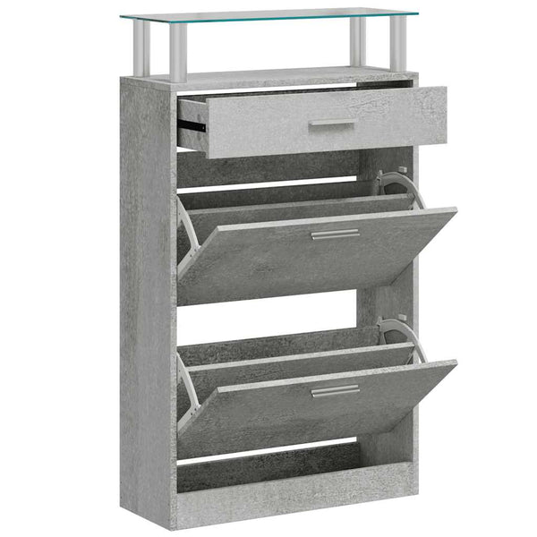 Schuhschrank Betongrau 63x24x104 cm