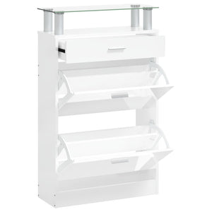 vidaXL Meuble à chaussures blanc brillant 63x24x104 cm Aggloméré