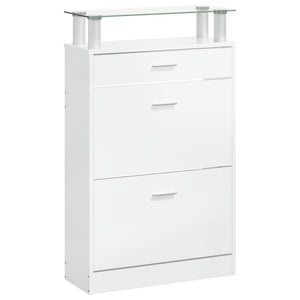 vidaXL Meuble à chaussures blanc brillant 63x24x104 cm Aggloméré