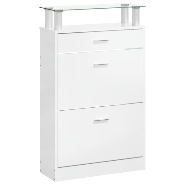 vidaXL Meuble à chaussures blanc brillant 63x24x104 cm Aggloméré