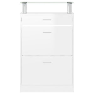 vidaXL Meuble à chaussures blanc brillant 63x24x104 cm Aggloméré