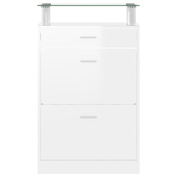 vidaXL Meuble à chaussures blanc brillant 63x24x104 cm Aggloméré