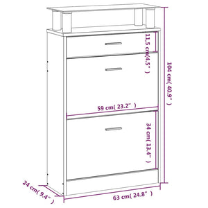 vidaXL Meuble à chaussures blanc brillant 63x24x104 cm Aggloméré