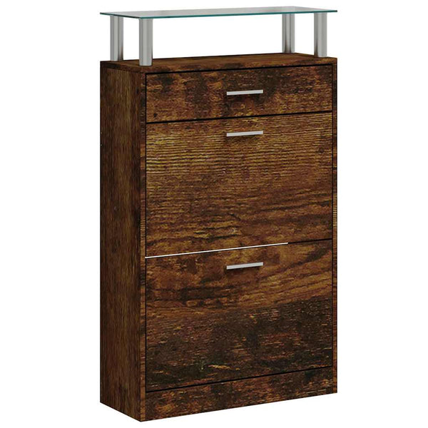 Schuhschrank Räuchereiche 63x24x104 cm